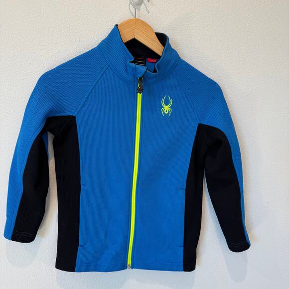Spyder Blue Knit Zip Up Fleece Lined Jacket Size Youth Small 7/8 - Picture 1 of 11